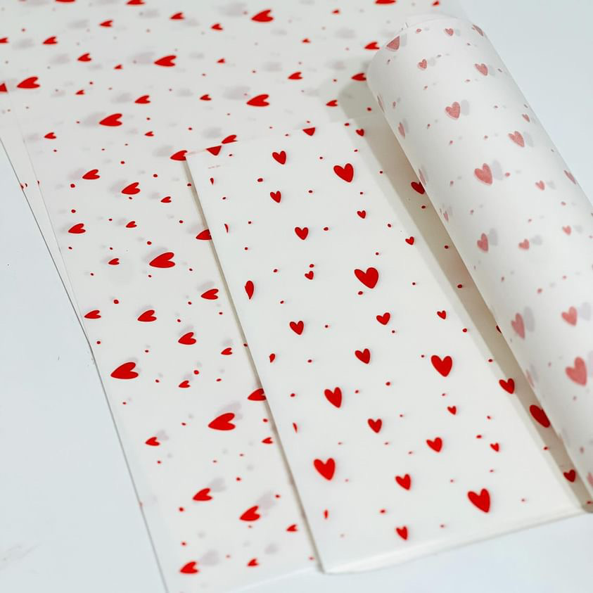 PAPEL SEDA CORAZÓN ROJO 100 UNI 39,5X25