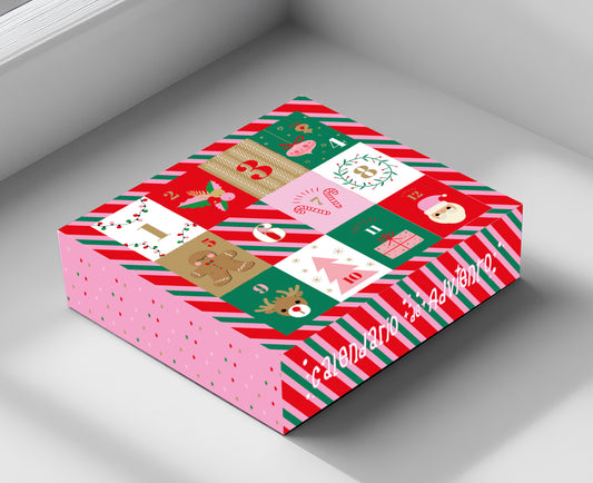 BOX CALENDARIO ADVIENTO 12 días NAVIDAD pack 10 unidades